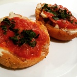 Gluten Free and Vegan Pizza Bagels made with Sweet Note Bakery Gluten Free Tomato Herb Bagels
